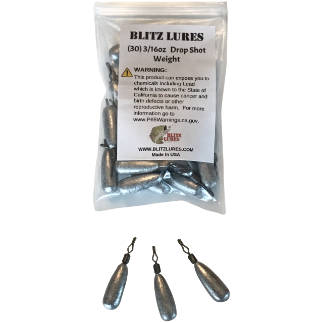 Tear Drop Fishing Weights with line Clip Blitz Lures Drop Shot Weights 